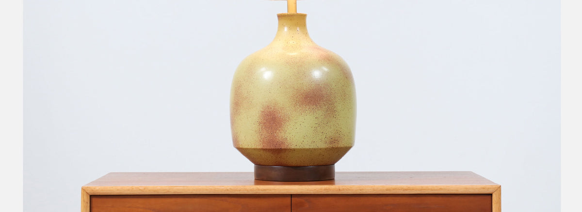 David Cressey Olive Green Pro Artisan Ceramic Table Lamp for Architectural Pottery
