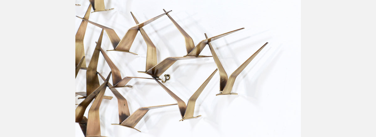 Vintage Curtis Jere "Sea Gulls" Brass Wall-Hanging Sculpture for Artisan House