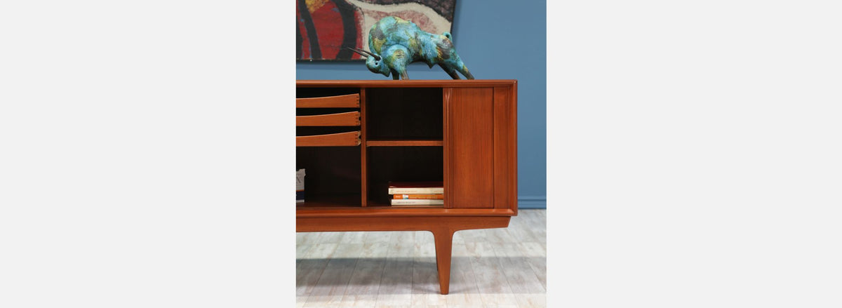 Bernhard Pedersen and Søn Tambour Door Teak Credenza