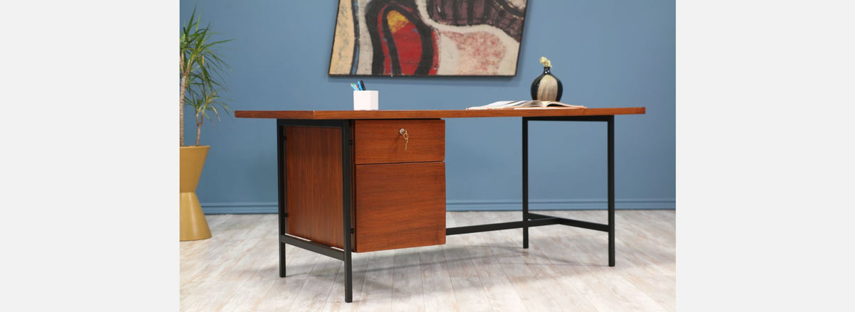 Florence Knoll Executive Walnut Desk