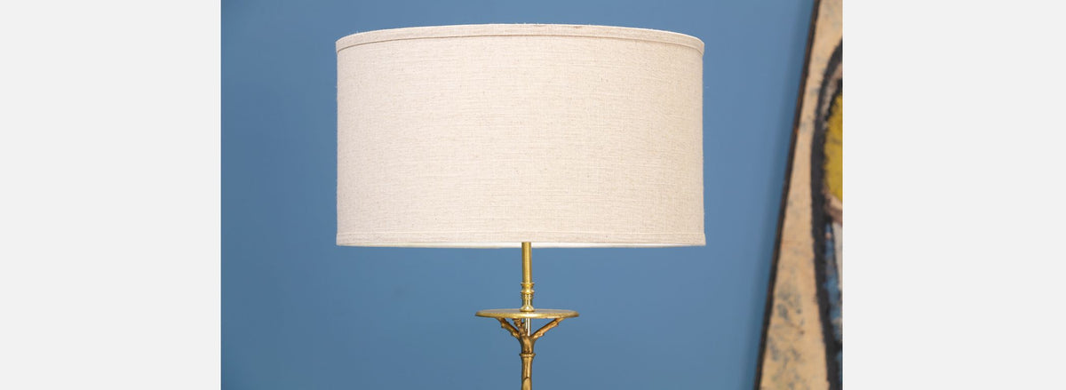 Pair of Mid-Century Faux Bamboo Brass Floor Lamps