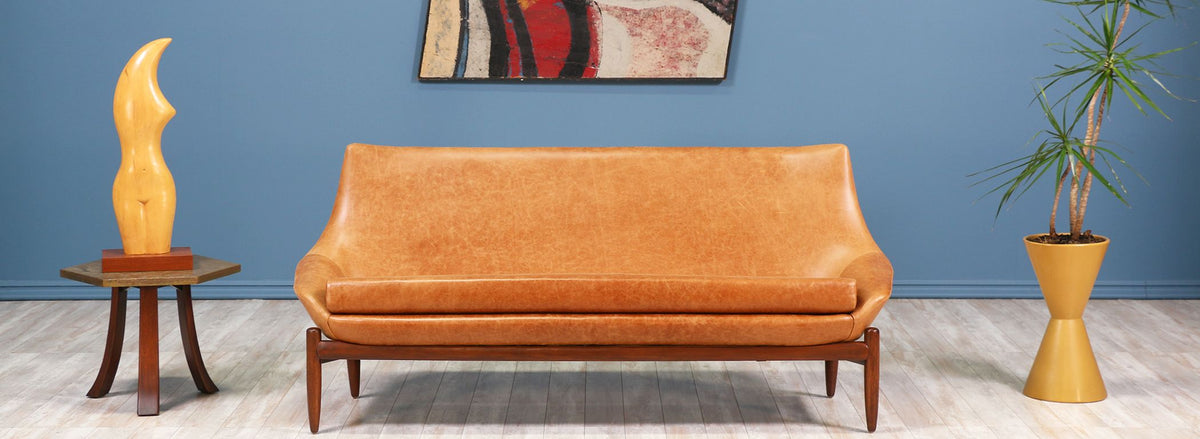 Danish Modern "Anita" Leather Wingback Sofa by Danish De Luxe