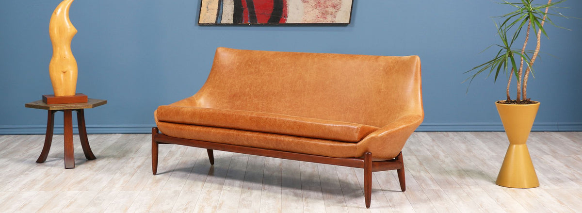 Danish Modern "Anita" Leather Wingback Sofa by Danish De Luxe