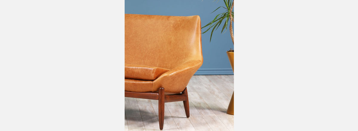 Danish Modern "Anita" Leather Wingback Sofa by Danish De Luxe