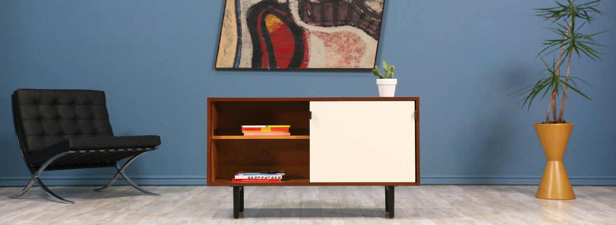 Florence Knoll Walnut & Lacquered Credenza