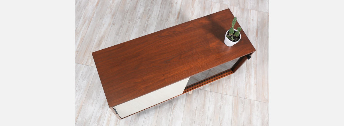 Florence Knoll Walnut & Lacquered Credenza