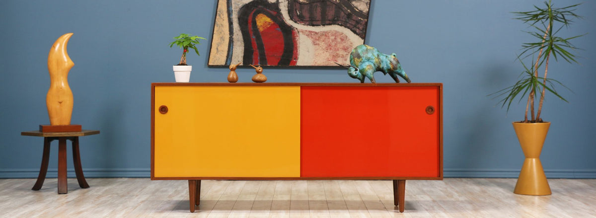 Danish Modern Teak & Two-Tone Lacquer Credenza