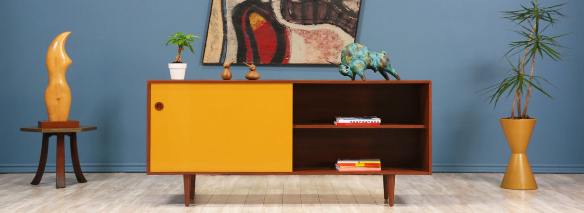 Danish Modern Teak & Two-Tone Lacquer Credenza