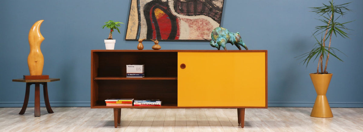 Danish Modern Teak & Two-Tone Lacquer Credenza