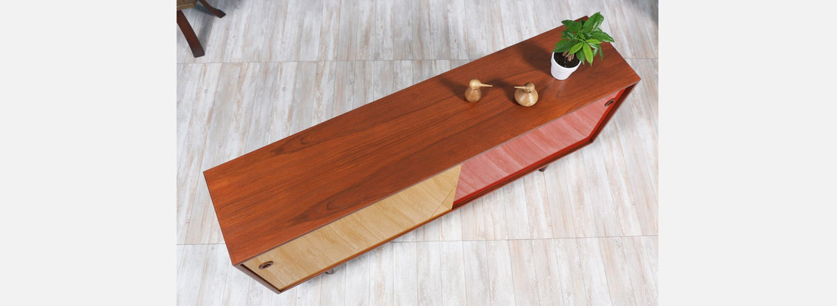 Danish Modern Teak & Two-Tone Lacquer Credenza