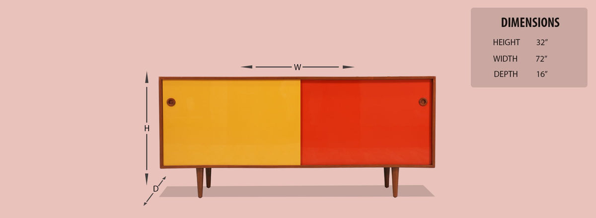 Danish Modern Teak & Two-Tone Lacquer Credenza