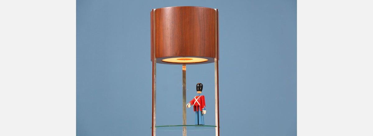 Mid-Century Modern Walnut & Steel Curio Cabinet