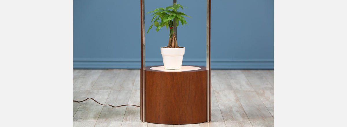 Mid-Century Modern Walnut & Steel Curio Cabinet