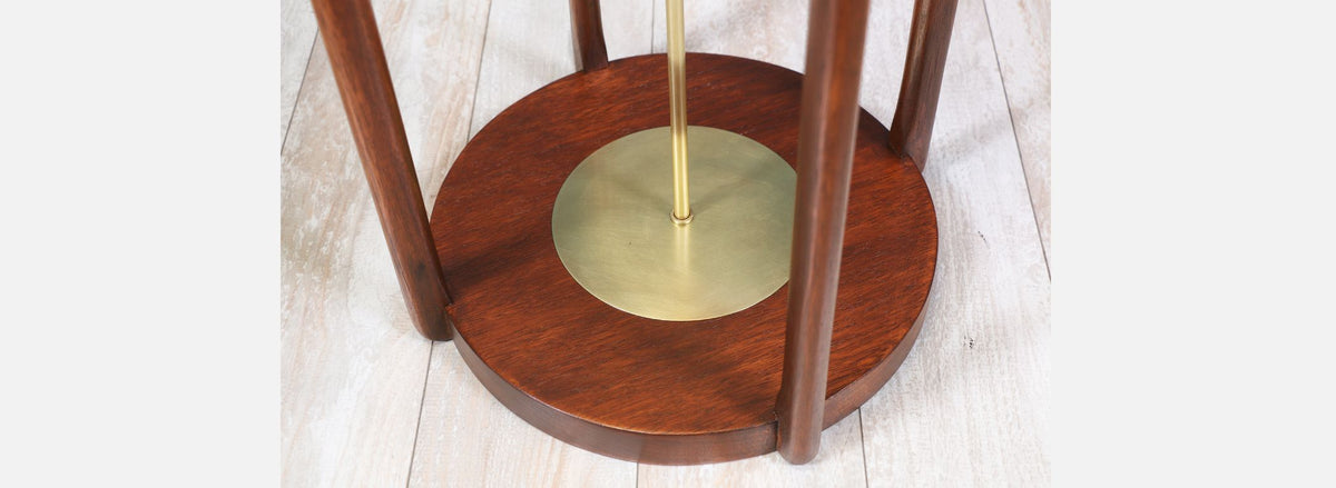 Mid-Century Sculpted Walnut Floor Lamp by Modeline