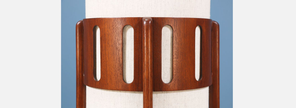 Mid-Century Sculpted Walnut Floor Lamp by Modeline
