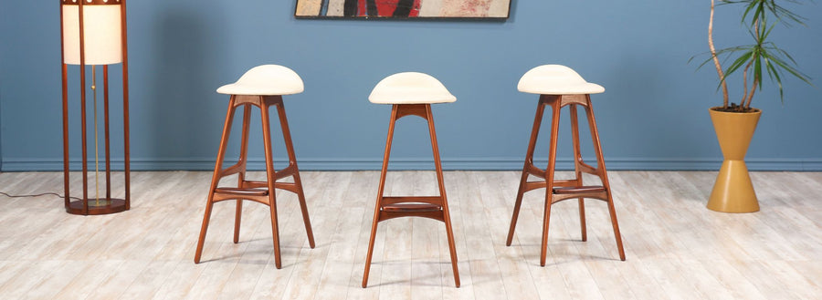 Erik Buch Teak Bar Stools for Oddense Maskinsnedkeri