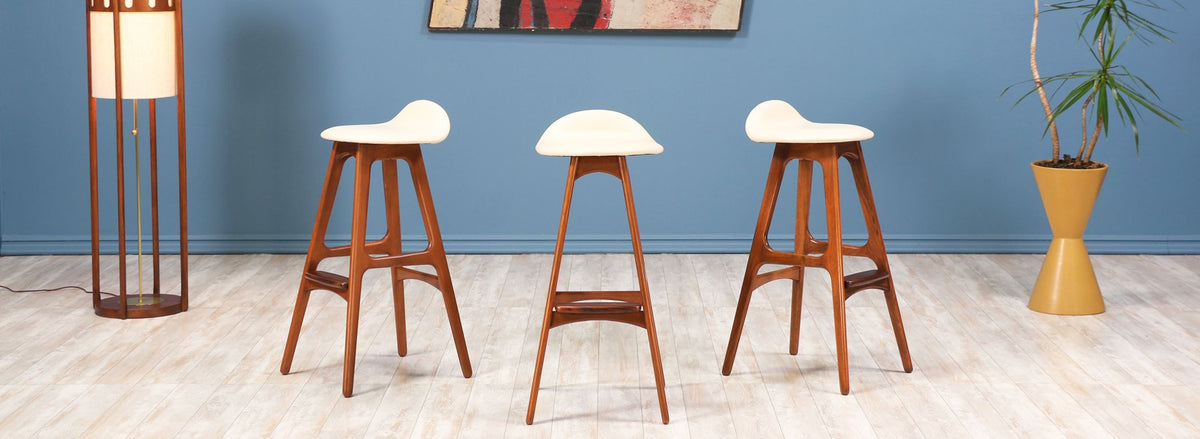 Erik Buch Teak Bar Stools for Oddense Maskinsnedkeri
