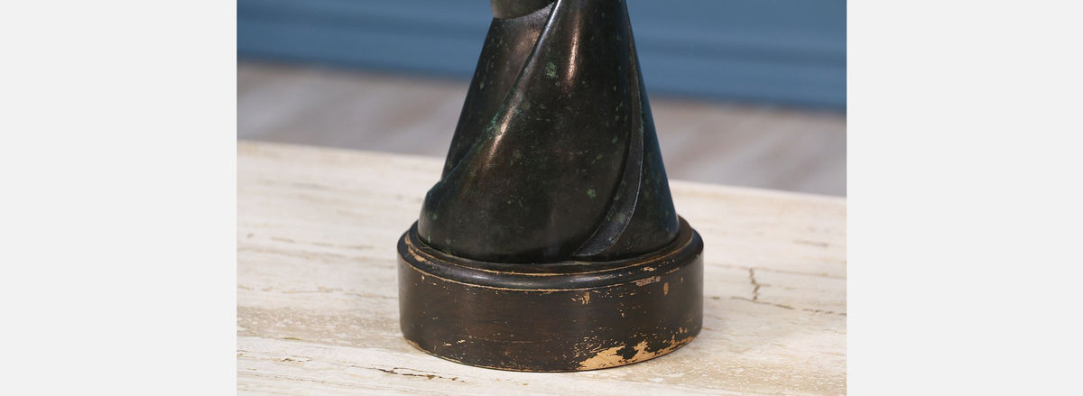 Mid-Century `Madonna and Child` Abstract Bronze Sculpture