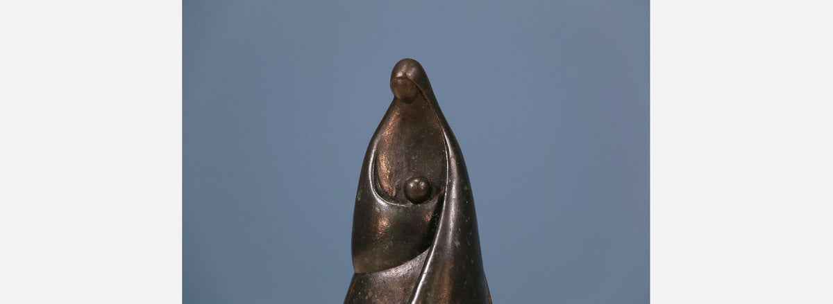 Mid-Century `Madonna and Child` Abstract Bronze Sculpture