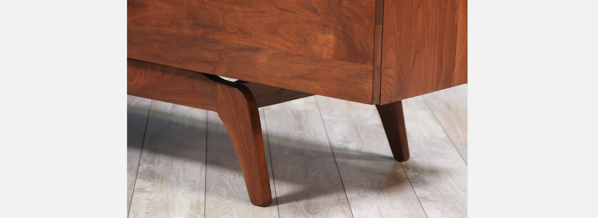 Mid-Century Walnut Dresser with Sculptural Base 