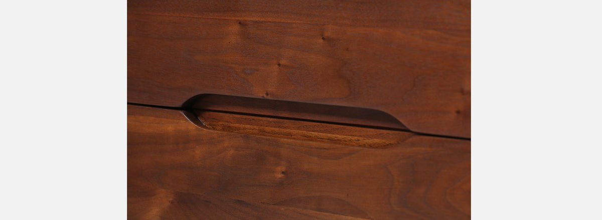 Mid-Century Walnut Dresser with Sculptural Base 