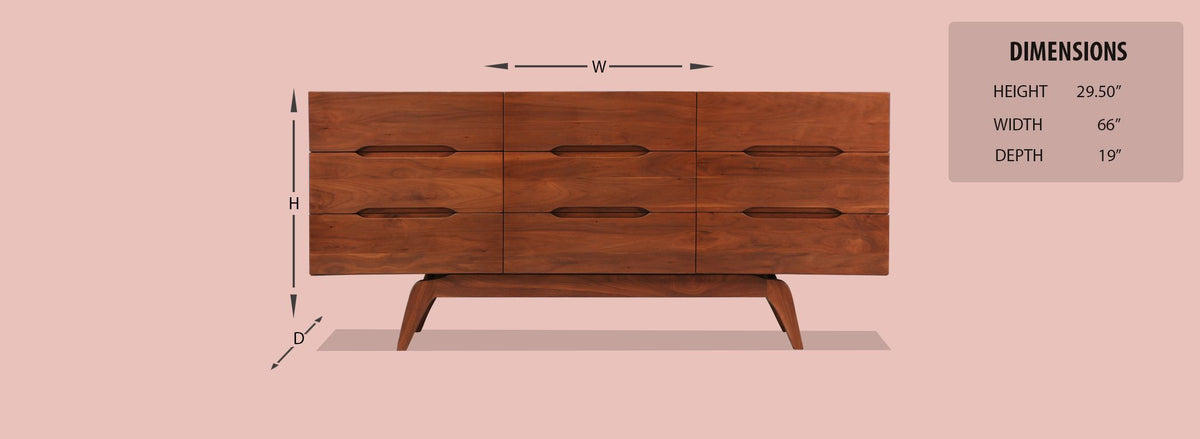 Mid-Century Walnut Dresser with Sculptural Base 