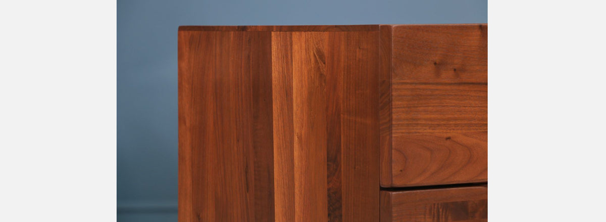 Mid-Century Walnut Night Stands with Sculptural Bases