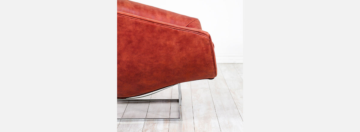 Milo Baughman Leather & Chrome Tub Chair for Thayer Coggin