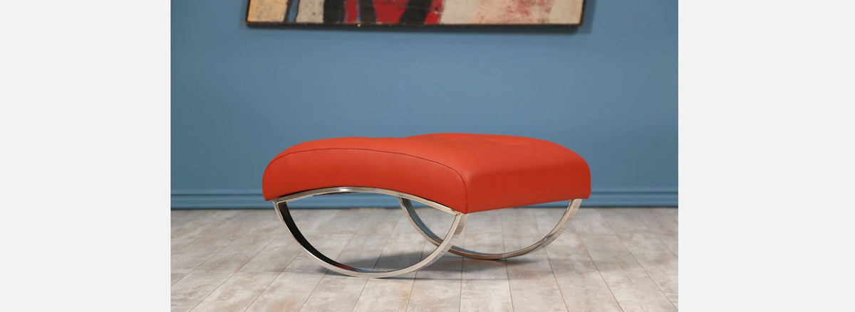 Renato Zevi Chrome & Leather Rocking Chair with Ottoman for Selig