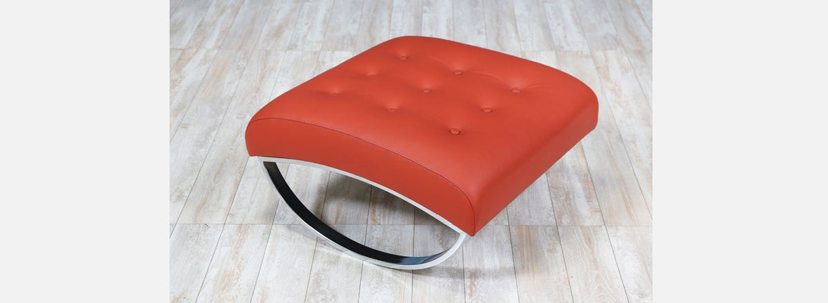Renato Zevi Chrome & Leather Rocking Chair with Ottoman for Selig