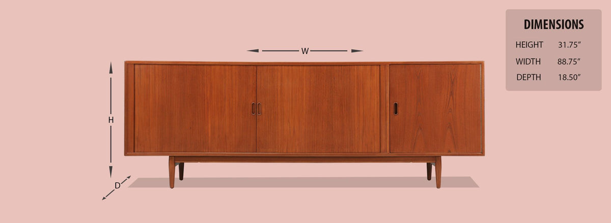 Arne Vodder Tambour-Door Teak Credenza for Sibast Møbler 