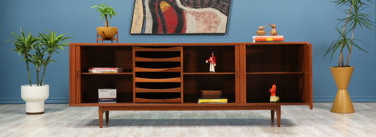Arne Vodder Tambour-Door Teak Credenza for Sibast Møbler 