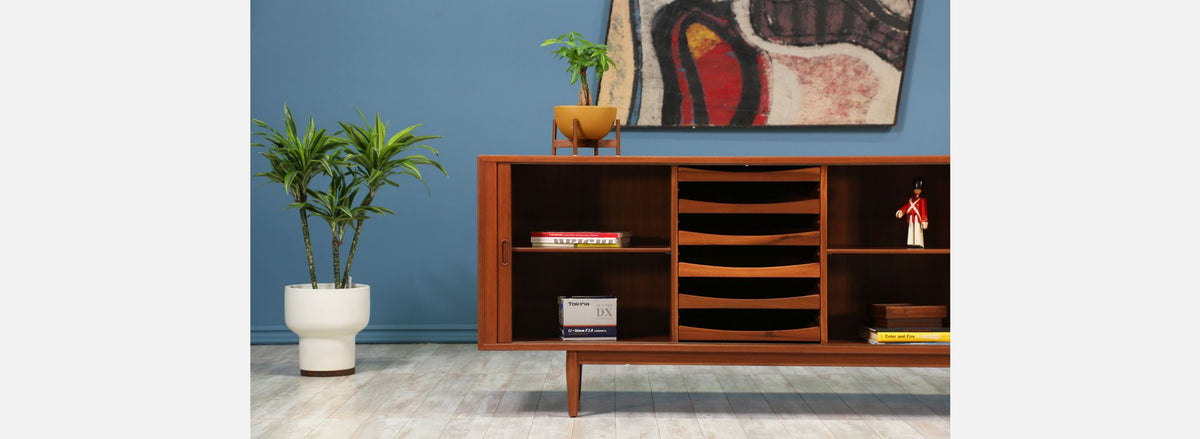 Arne Vodder Tambour-Door Teak Credenza for Sibast Møbler 