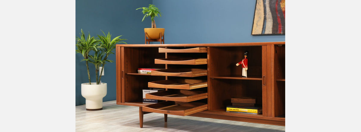 Arne Vodder Tambour-Door Teak Credenza for Sibast Møbler 