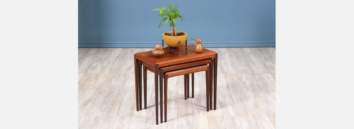Johannes Andersen Rosewood Nesting Tables for CFC Silkeborg