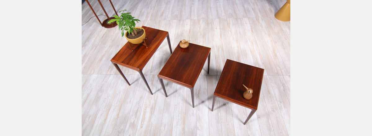 Johannes Andersen Rosewood Nesting Tables for CFC Silkeborg