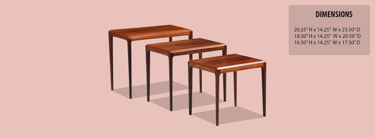 Johannes Andersen Rosewood Nesting Tables for CFC Silkeborg
