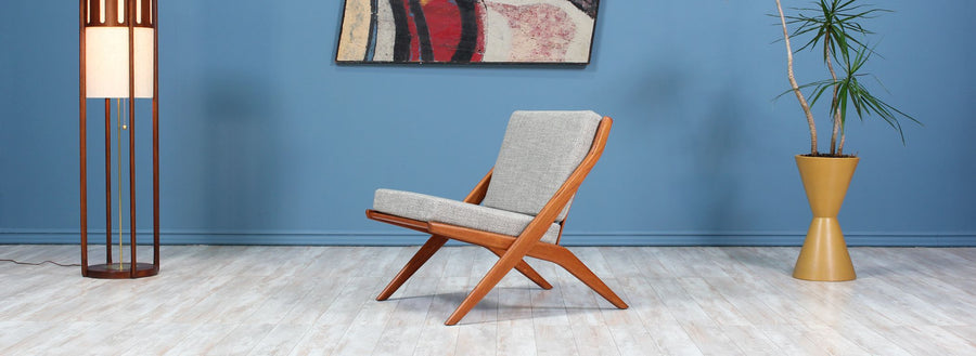 Folke Ohlsson “Scissor” Teak Lounge Chair for Dux 