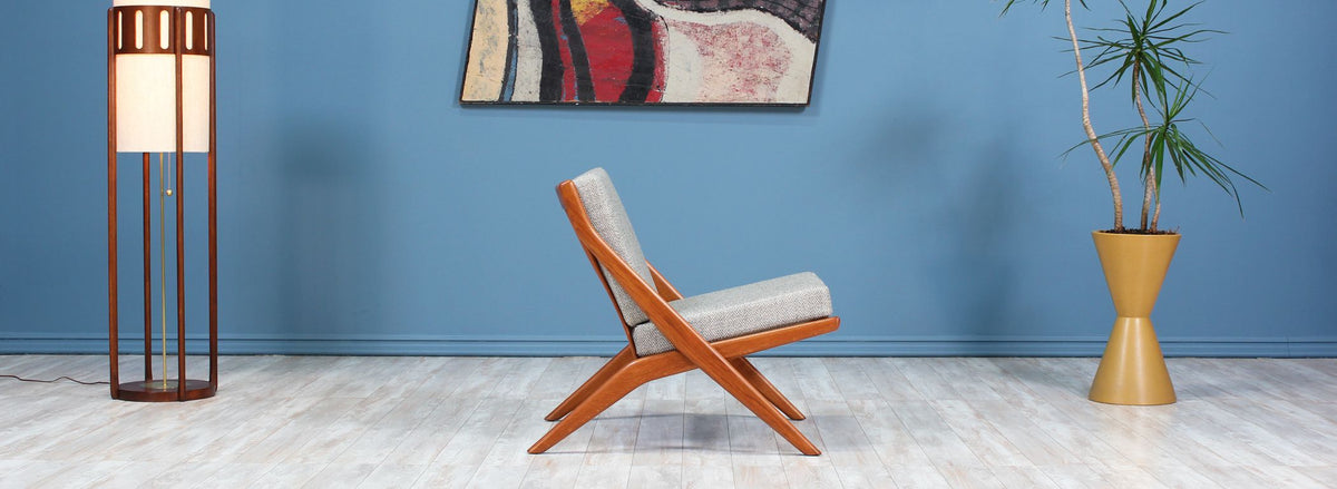 Folke Ohlsson “Scissor” Teak Lounge Chair for Dux 