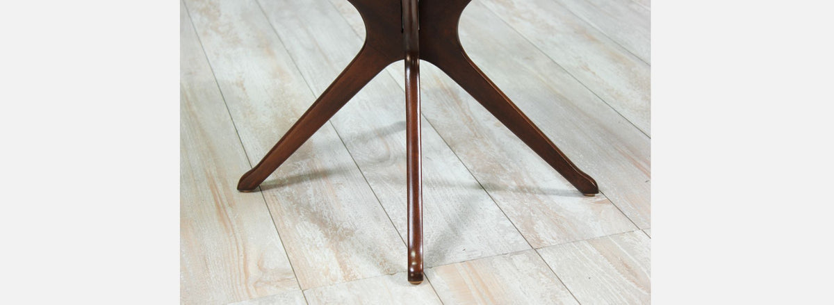 Mid-Century Travertine Top Side Tables with Sculpted Jax Style Bases