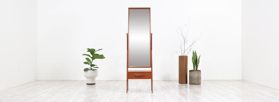 Danish Modern Teak Cheval Dressing Mirror
