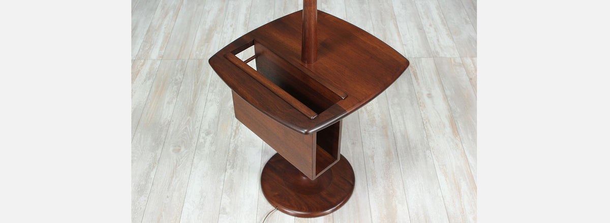 Mid-Century Modern Floor Lamp with Magazine Tray by Laurel 