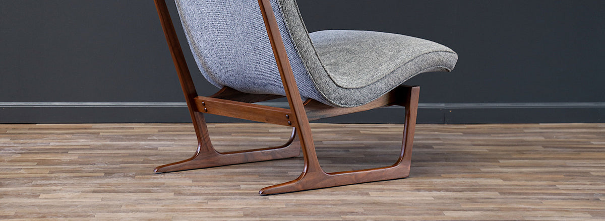 Mid-Century Modern Sculpted Sleigh-Base Lounge Chair by Hans Juergens