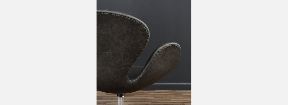 Vintage Arne Jacobsen Grey Leather "Swan" Chair for Fritz Hansen