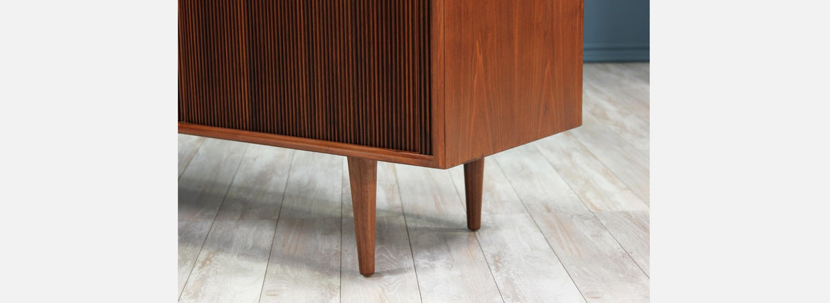 Milo Baughman Tambour-Door Walnut Credenza for Glenn of California