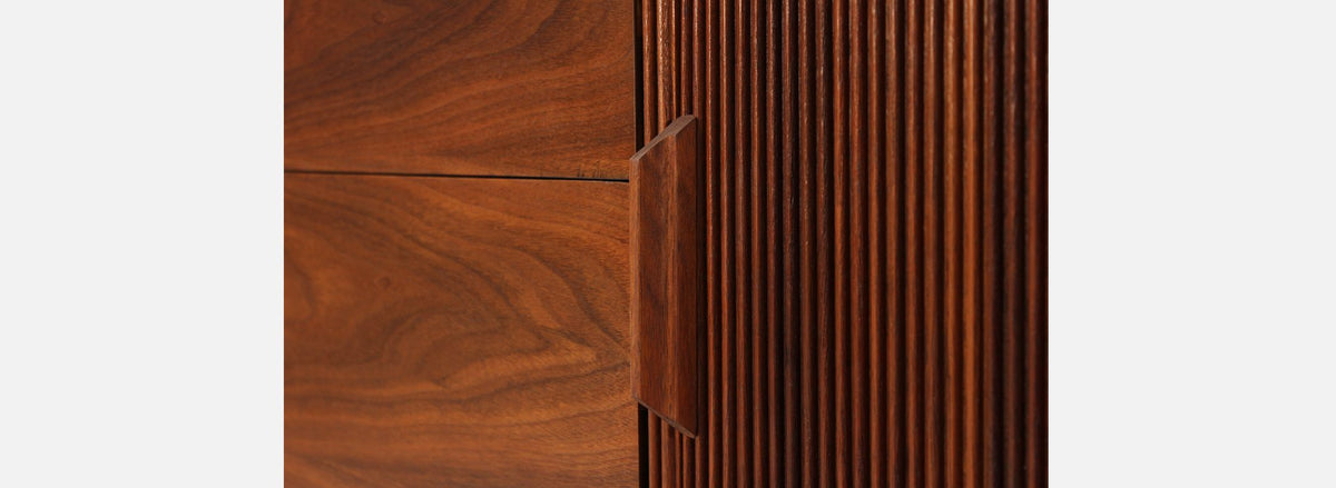 Milo Baughman Tambour-Door Walnut Credenza for Glenn of California