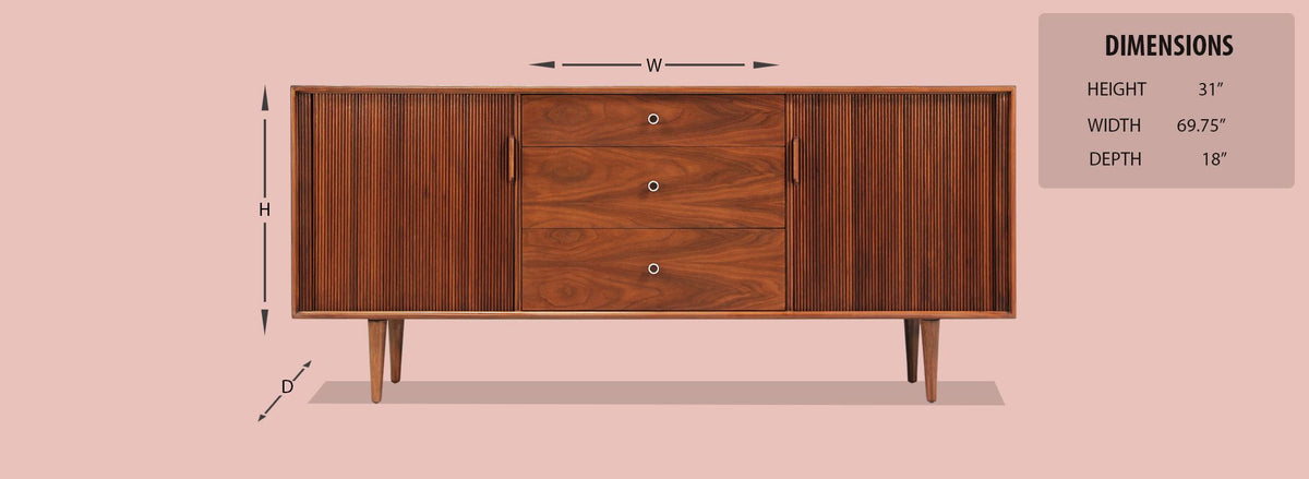 Milo Baughman Tambour-Door Walnut Credenza for Glenn of California