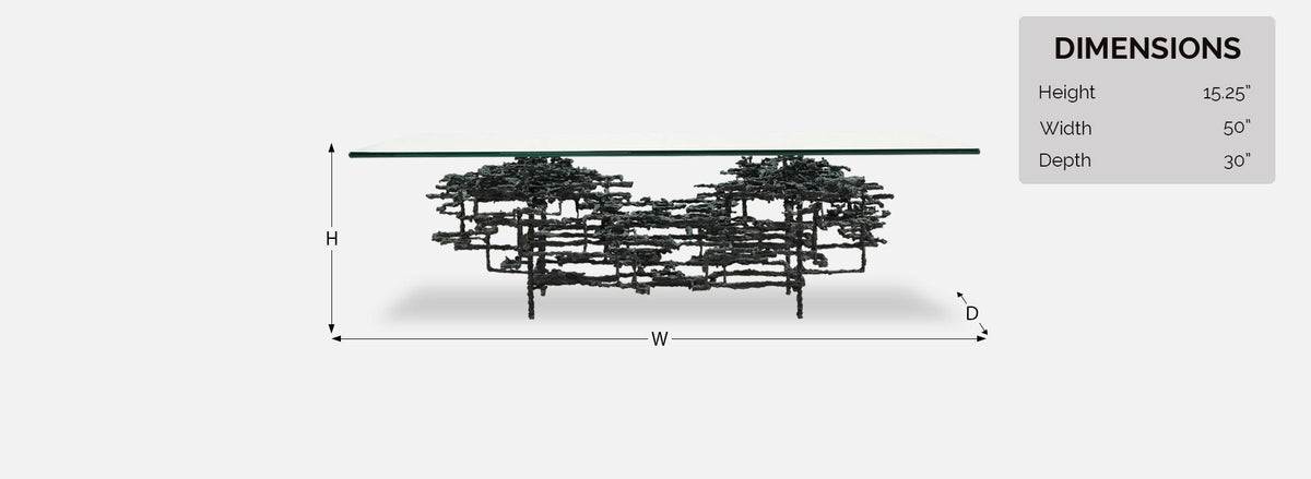 Daniel Gluck Sculptural Brutalist Bronze Coffee Table