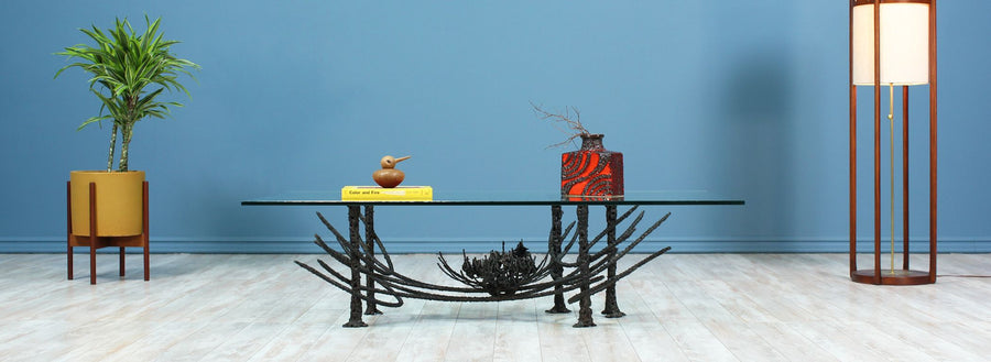 Mid-Century Sculptural Brutalist Bronze Coffee Table by Daniel Gluck