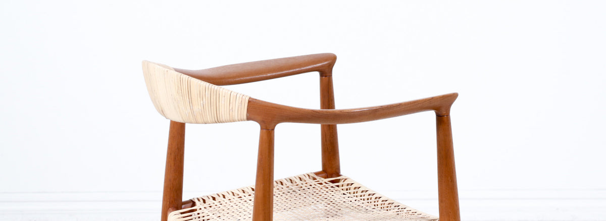 Hans Wegner "Round" Teak & Cane Armchair for Johannes Hansen